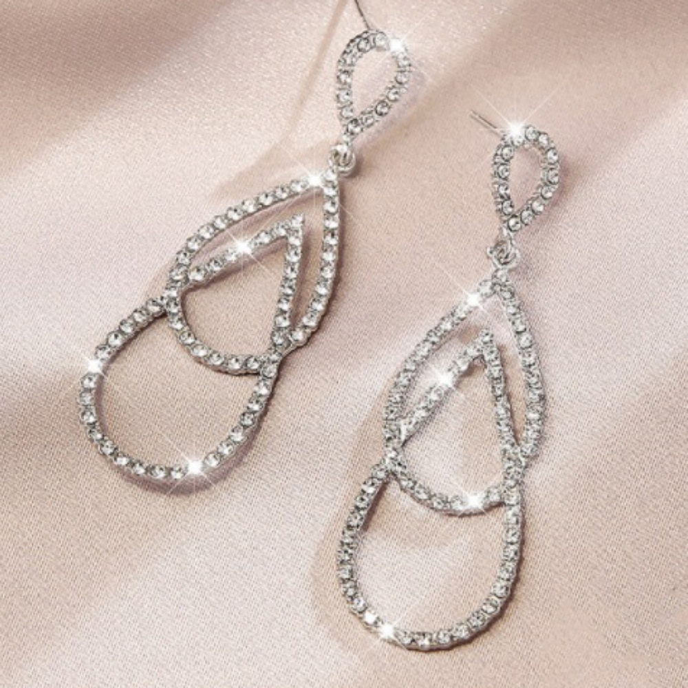 Double teardrop Crystal rhinestone earrings